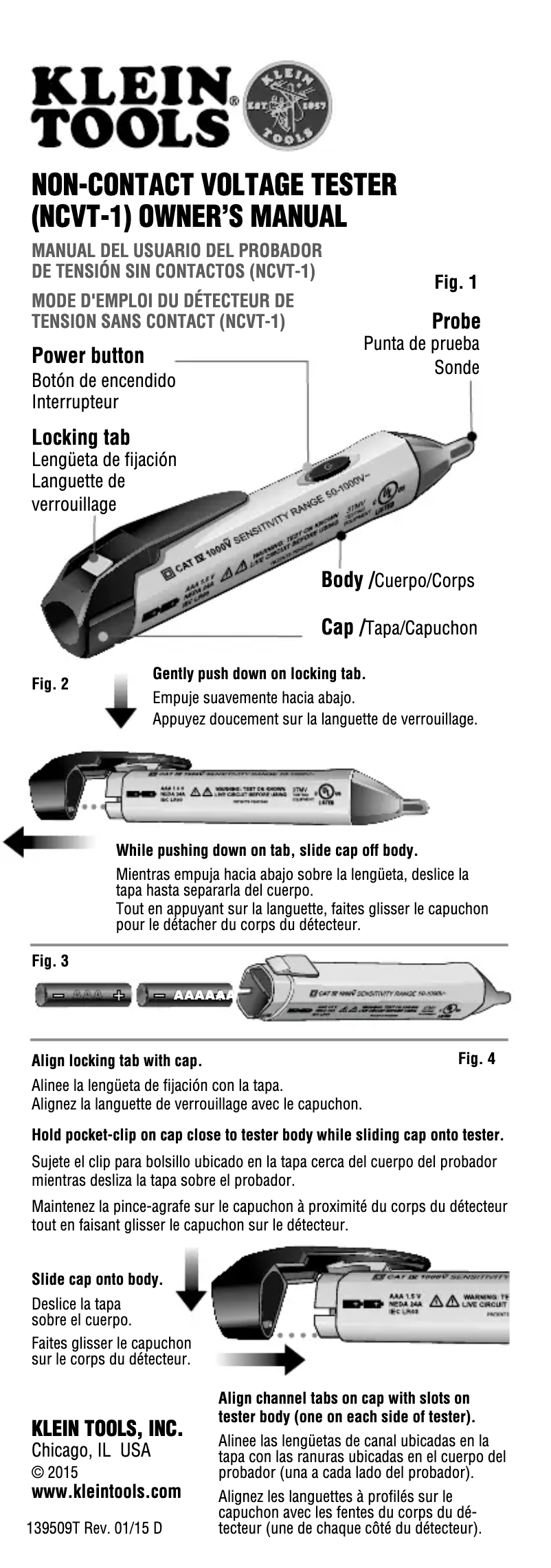 Page 1 de la notice Manuel utilisateur Klein Tools NCVT-1
