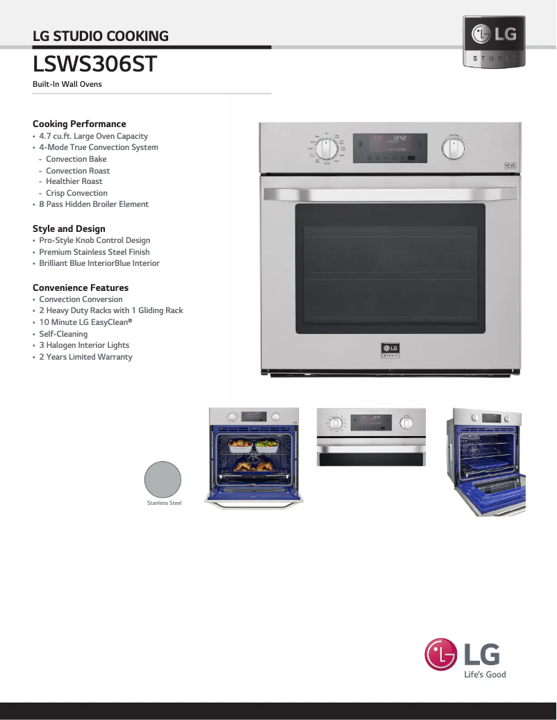 Page 1 de la notice Fiche technique LG LSWS306ST