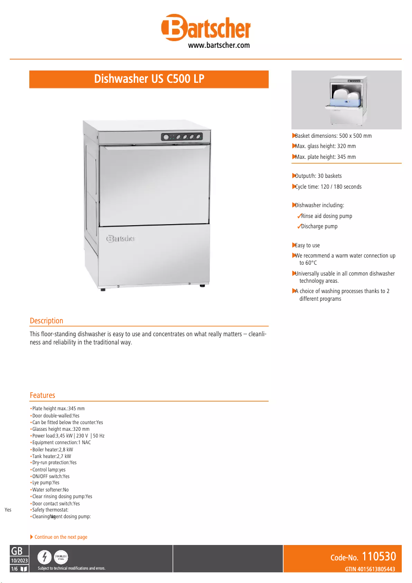 Image de la première page du manuel de l'appareil US C500 LP