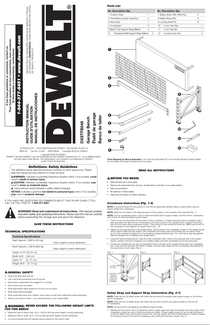 Page 1 de la notice Manuel utilisateur DeWalt DXSTFB048