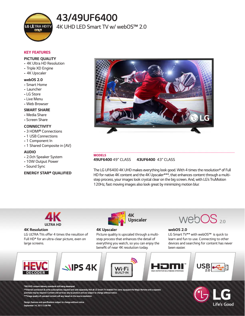 Image de la première page du manuel de l'appareil 49UF6400