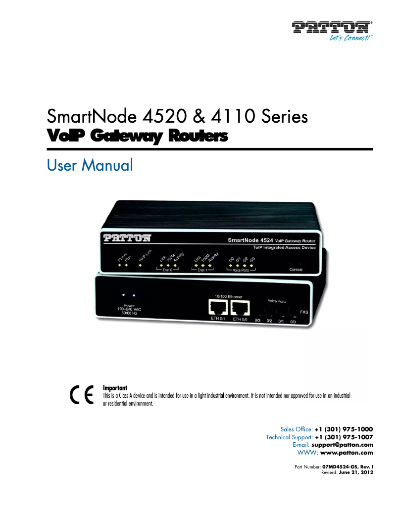 Page 1 de la notice Manuel utilisateur Patton SN4114