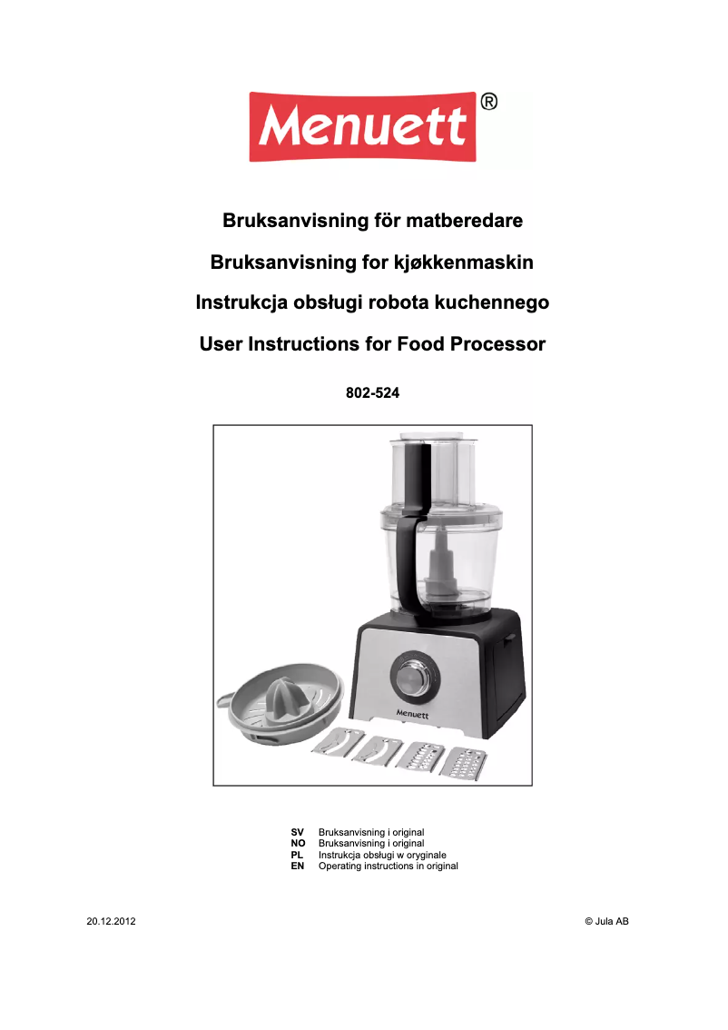 Imagen de la primera página del manual del dispositivo 802-524