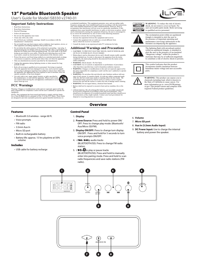 Image de la première page du manuel de l'appareil ISB330