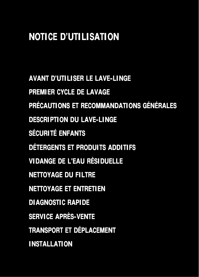 Page 1 de la notice Manuel utilisateur Whirlpool AWM 1000