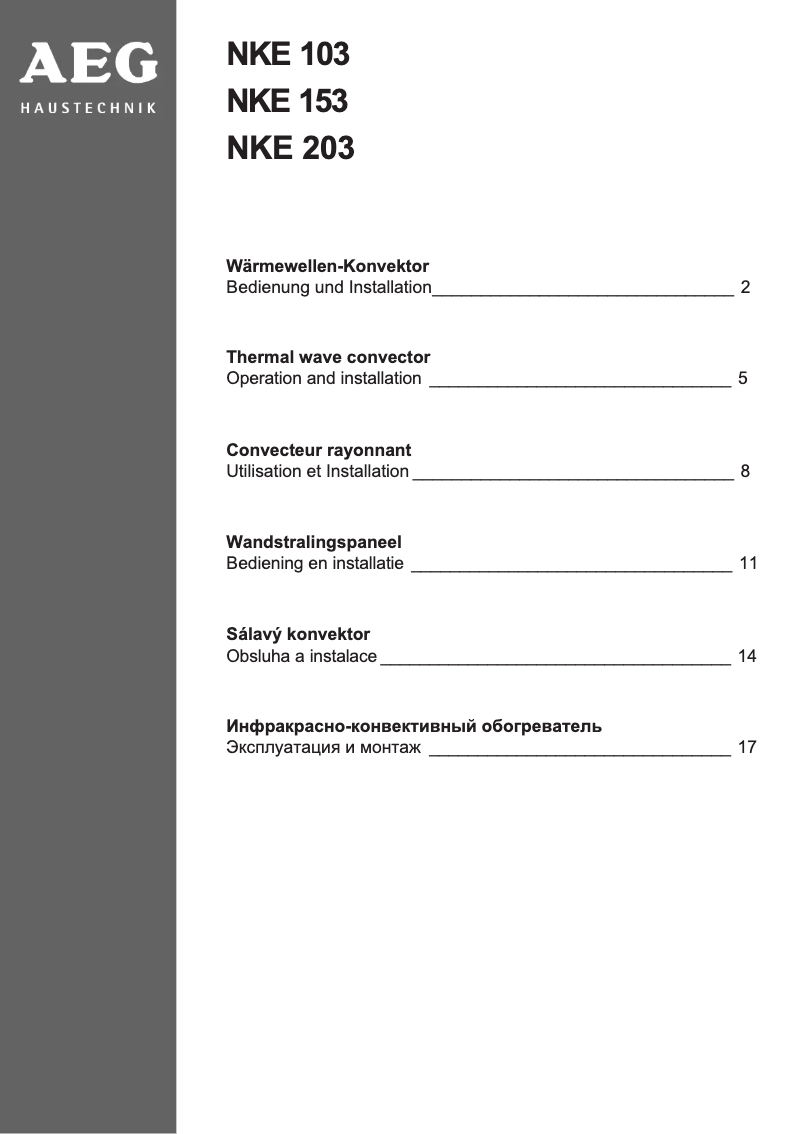 Página 1 del manual Manual de usuario AEG NKE 103