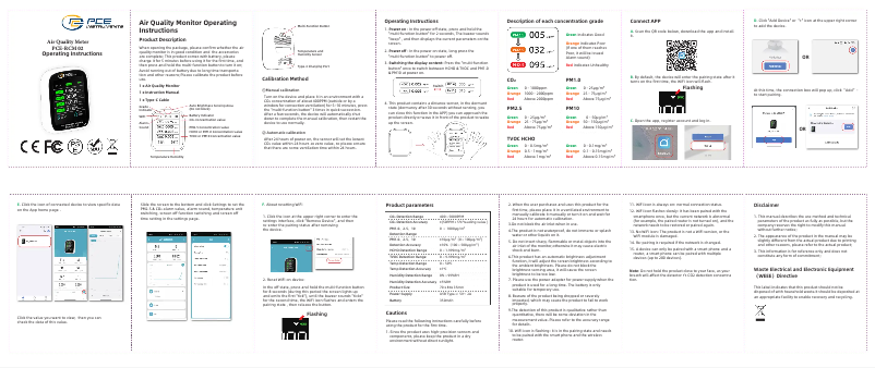 Page n°1 - Manuel utilisateur PCE Instruments PCE-RCM 02