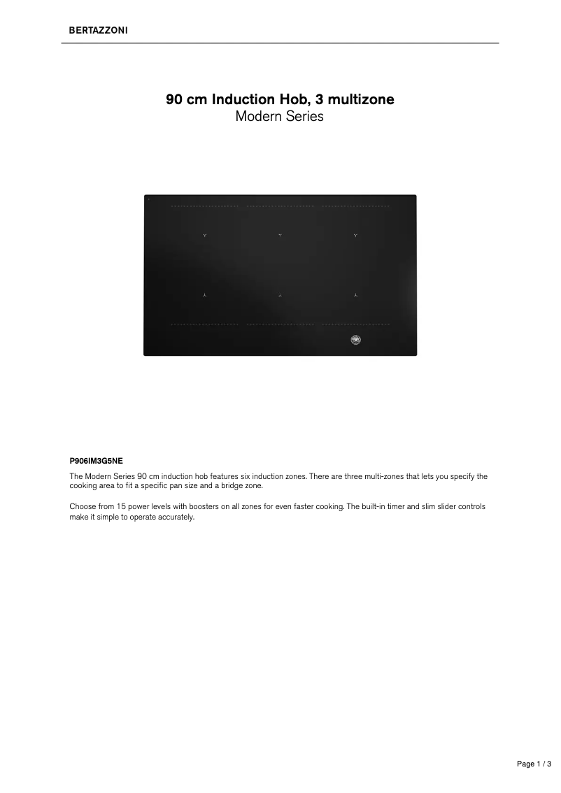 Page 1 de la notice Fiche technique Bertazzoni P906IM3G5NE