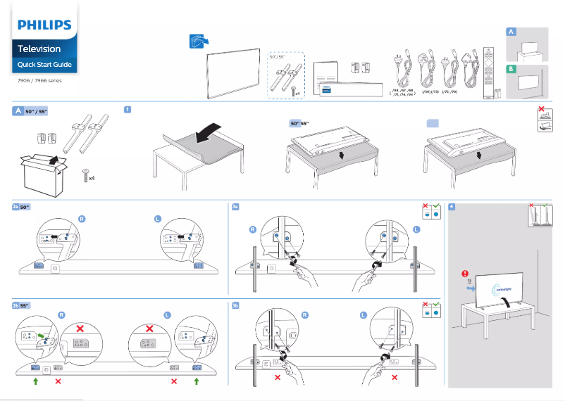 Page 1 de la notice Guide de démarrage rapide Philips 55PUD7906