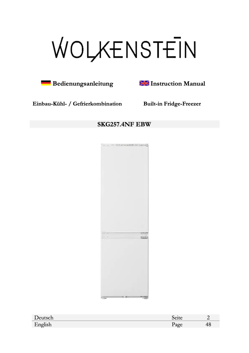 Page n°1 - Manuel utilisateur Wolkenstein WKG257.4NF EB