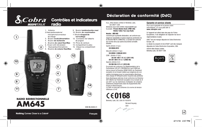 Página 1 del manual Manual de usuario Cobra AM645