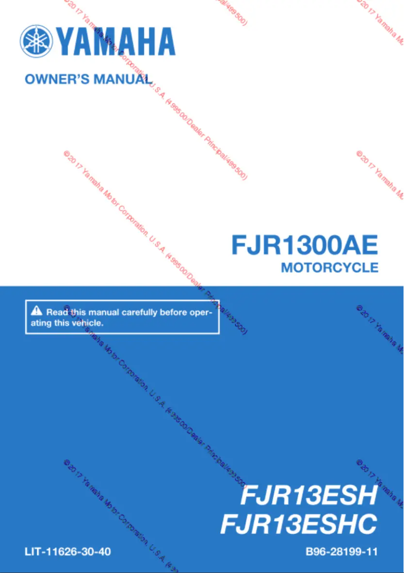 Page 1 de la notice Manuel utilisateur Yamaha FJR1300AE (2017)