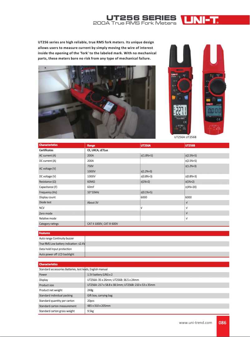 Page n°1 - Manuel utilisateur Uni-T UT256B