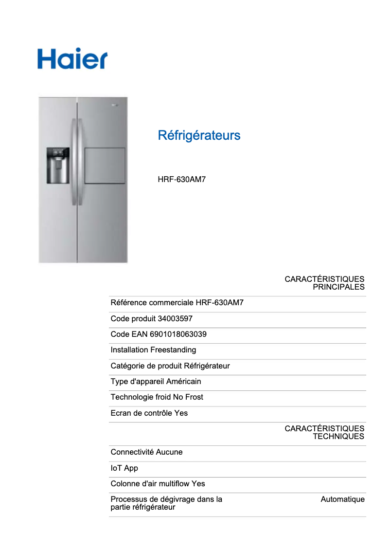Imagen de la primera página del manual del dispositivo HRF-630AM7