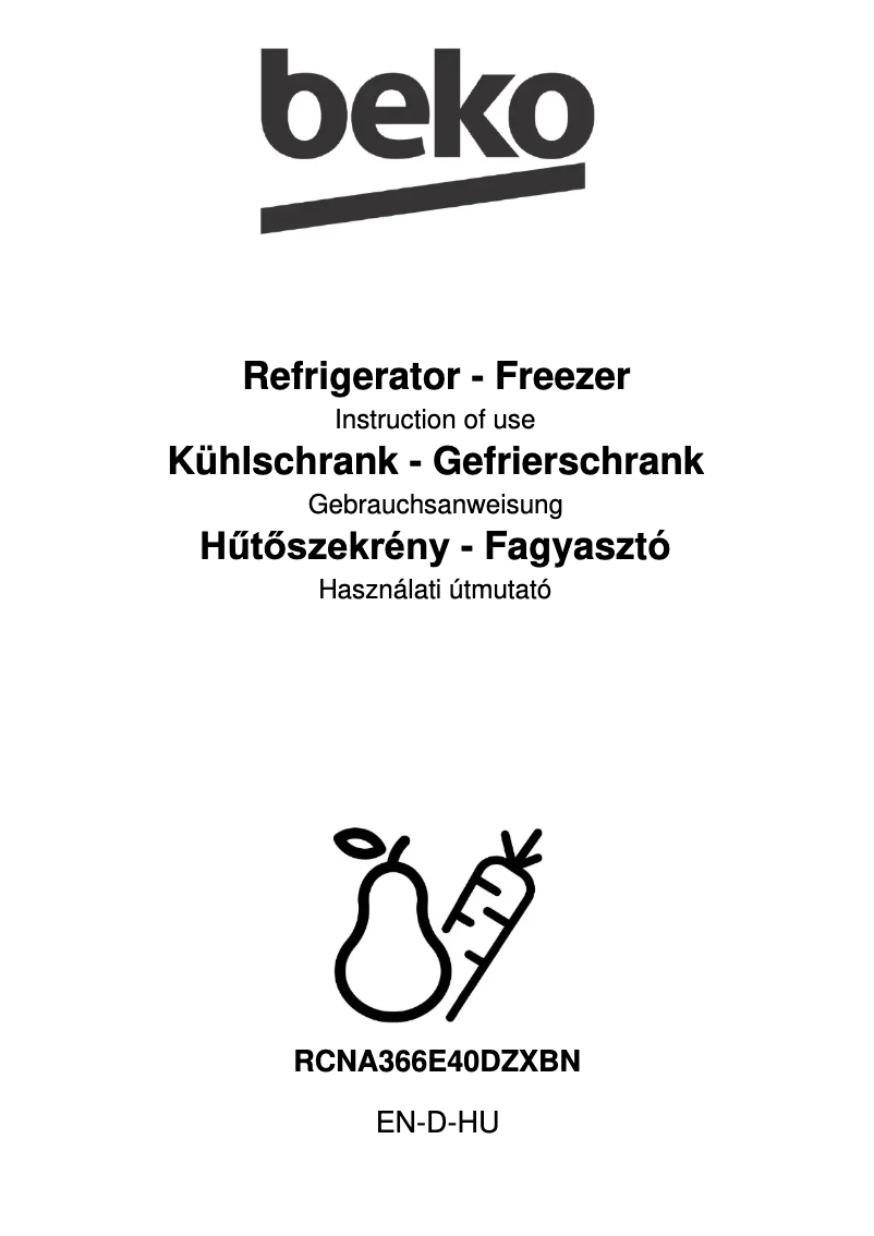 Page 1 de la notice Manuel utilisateur Beko RCNA366E40DZXBN