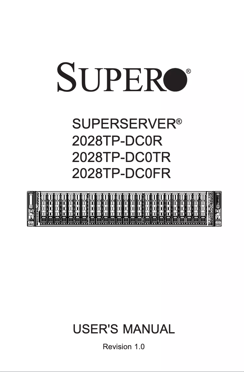 Page 1 de la notice Manuel utilisateur Supermicro SuperServer 2028TP-DC0TR