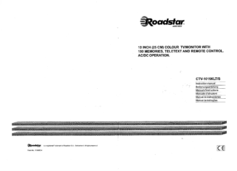 Page 1 de la notice Manuel utilisateur Roadstar CTV-1015KLT