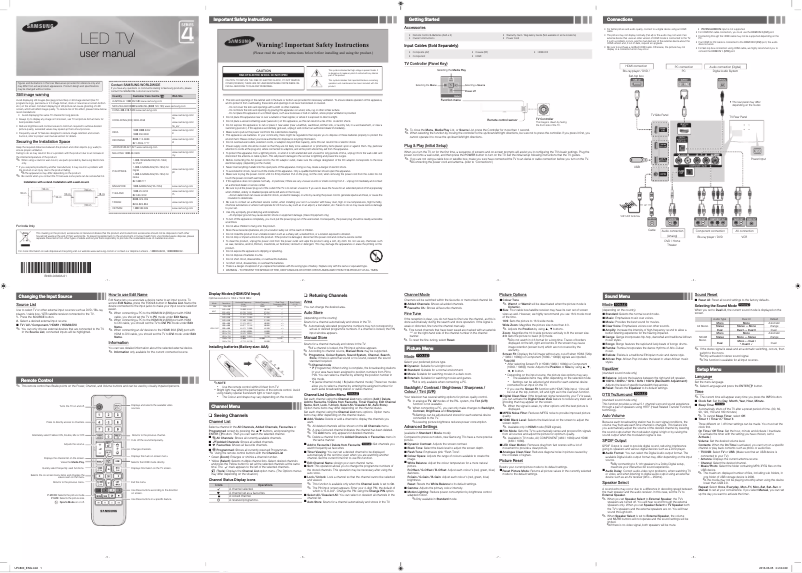 Page 1 de la notice Manuel utilisateur Samsung UA32F4800AR