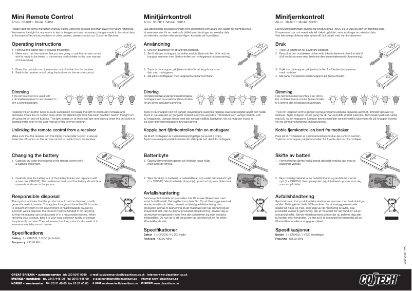 Page 1 de la notice Manuel utilisateur Cotech 50051