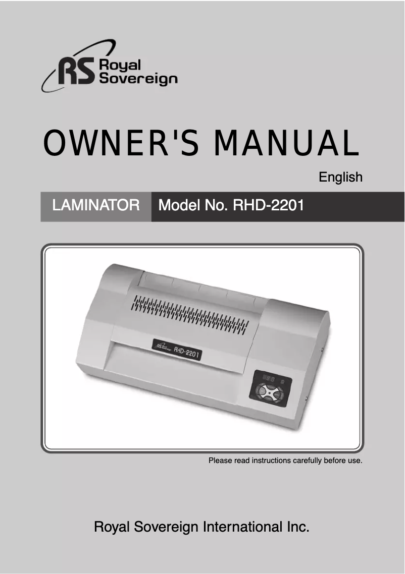 First page image of the manual for RHD-2201