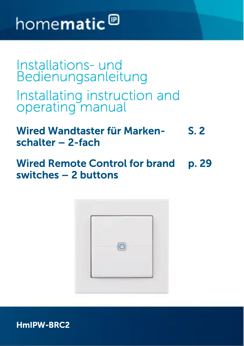Page n°1 - Manuel utilisateur Homematic IP HMIPW-BRC2
