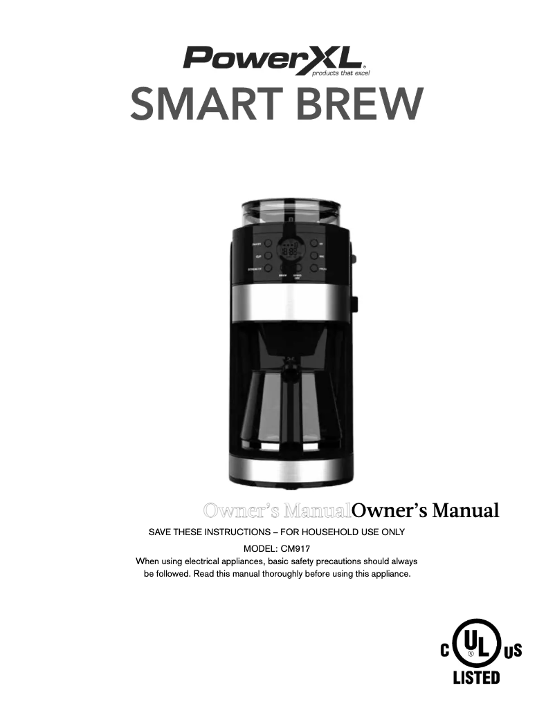 Page n°1 - Manuel utilisateur PowerXL Smart Brew CM917