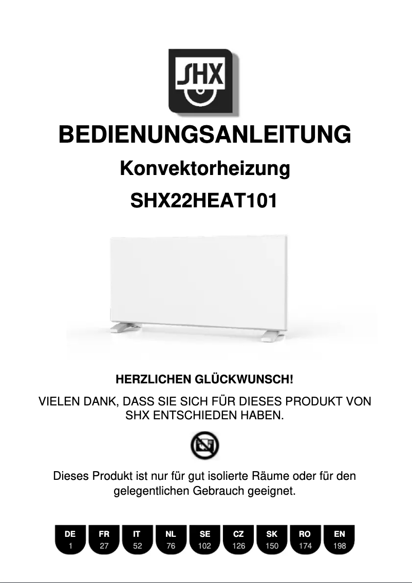 Page n°1 - Manuel utilisateur SHX SHX22HEAT100