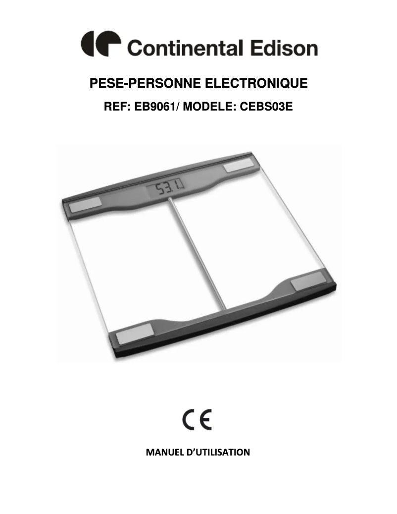 Page n°1 - Manuel utilisateur Continental Edison CEBS03E