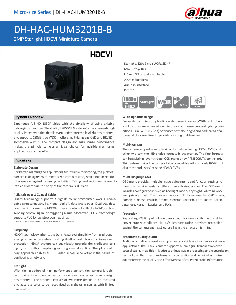 Image de la première page du manuel de l'appareil HAC-HUM3201B-B