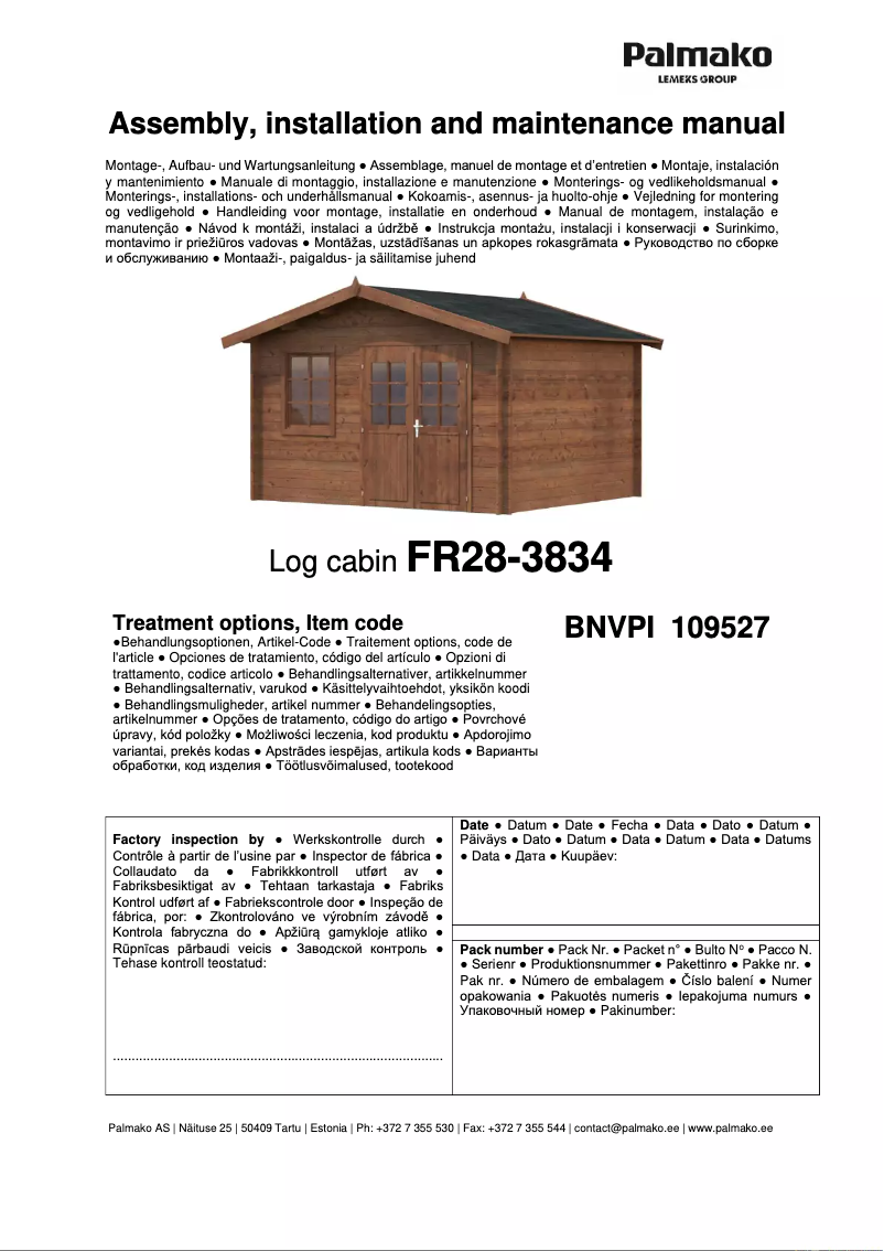 Page 1 de la notice Manuel utilisateur Palmako Valentine