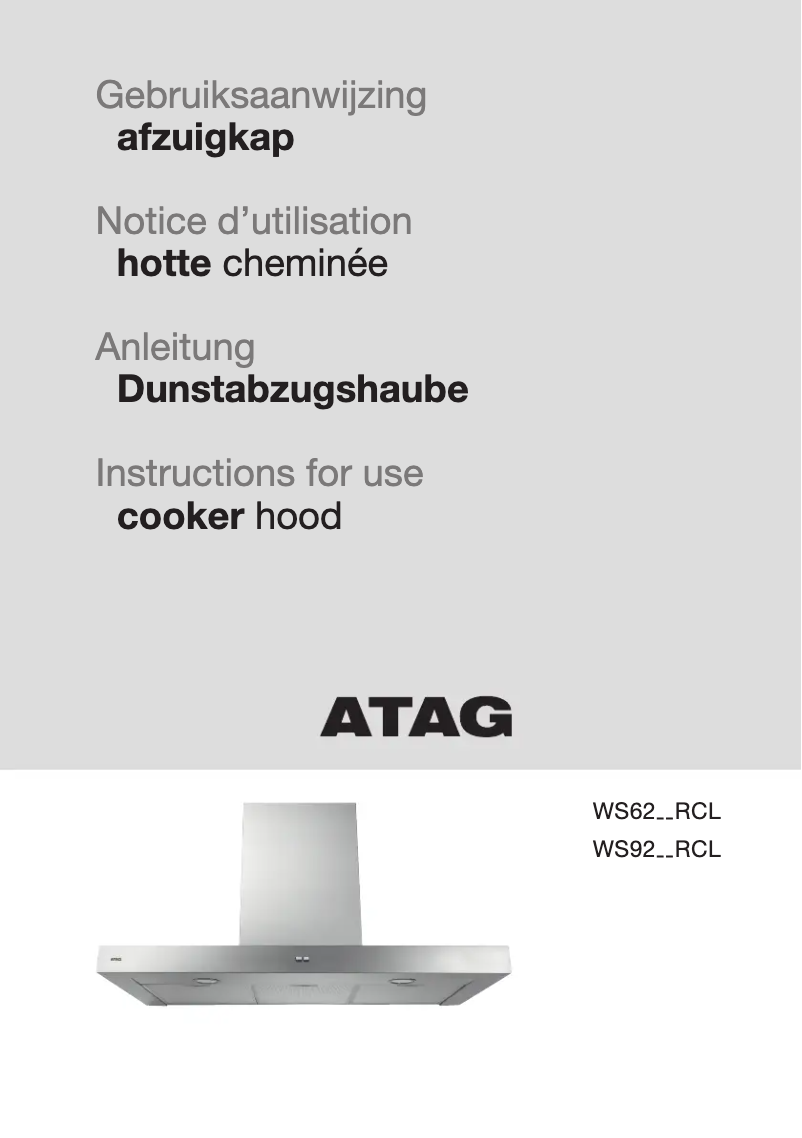 Page 1 de la notice Manuel utilisateur Atag WS9211RCL