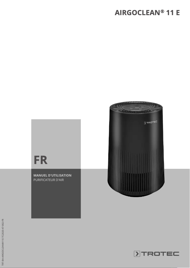 Page 1 de la notice Manuel utilisateur Trotec AirgoClean 11 E