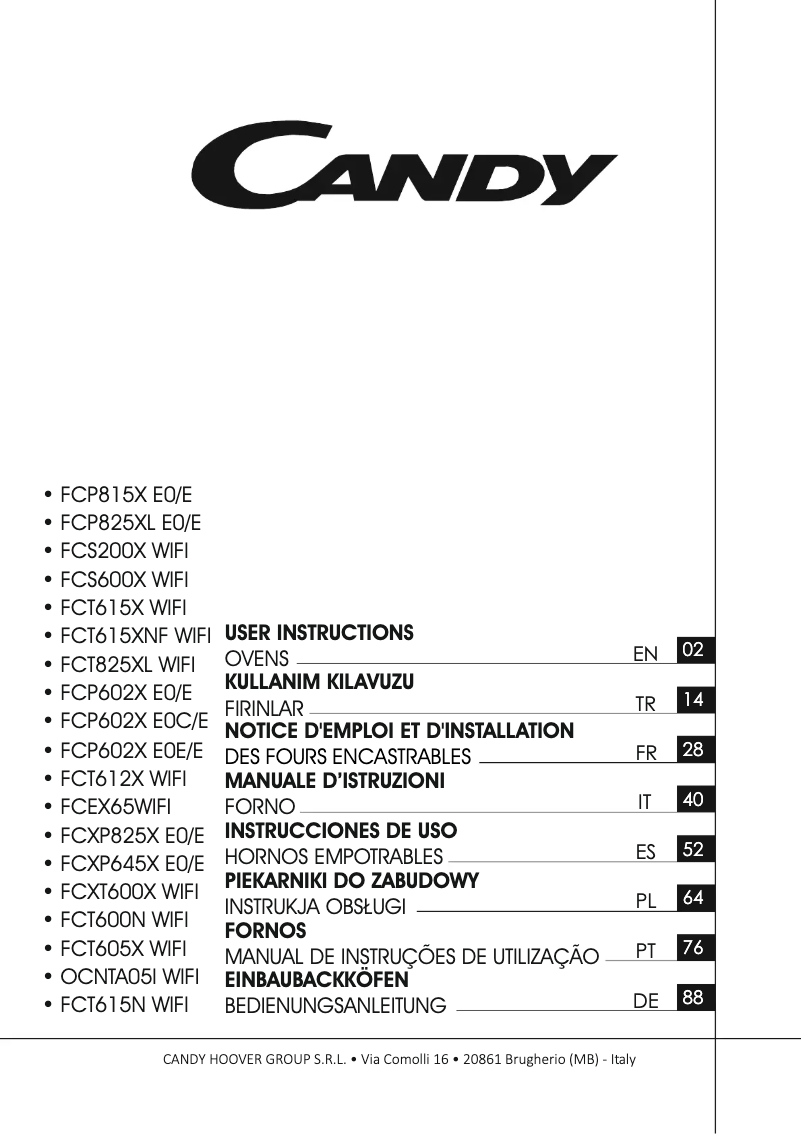 Page 1 de la notice Manuel utilisateur Candy FCP815X E0/E