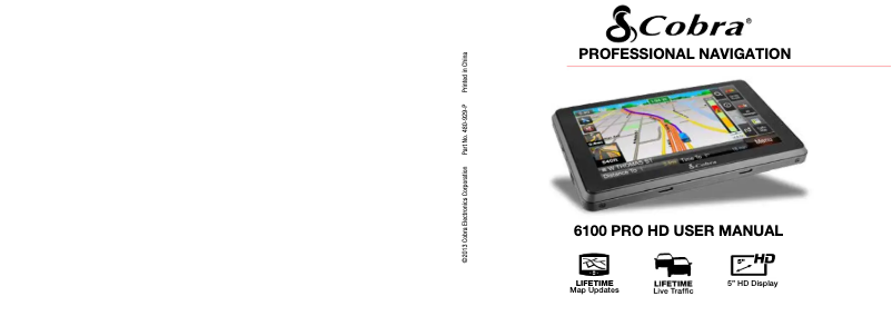 Page 1 de la notice Manuel utilisateur Cobra 6100 PRO HD