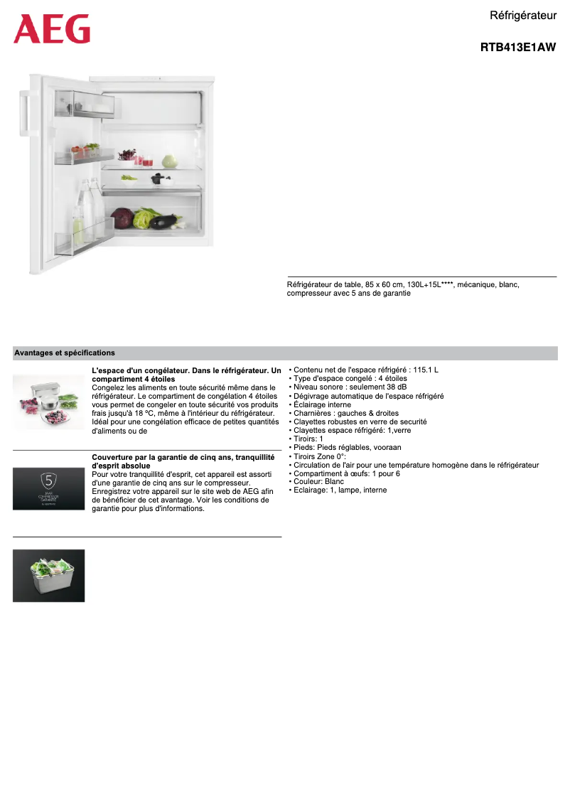 Página 1 del manual Ficha técnica AEG RTB413E1AW