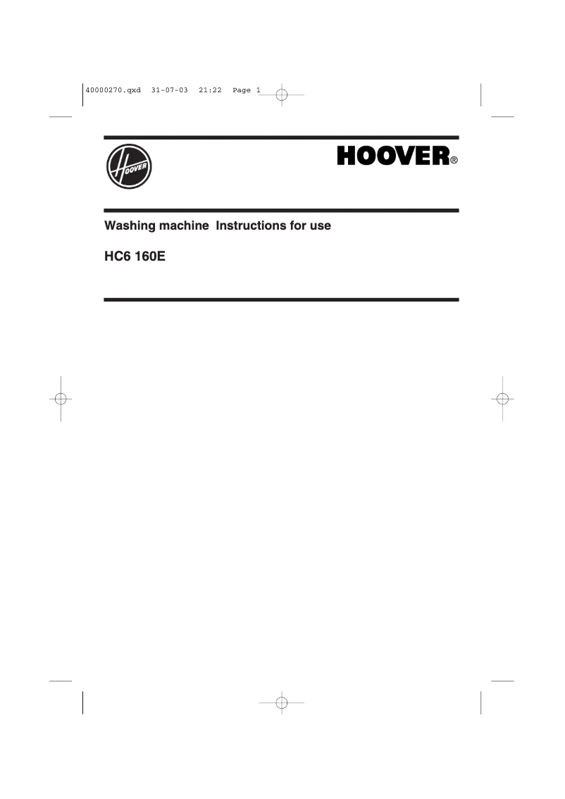 Page 1 de la notice Manuel utilisateur Hoover HC6 160EUK