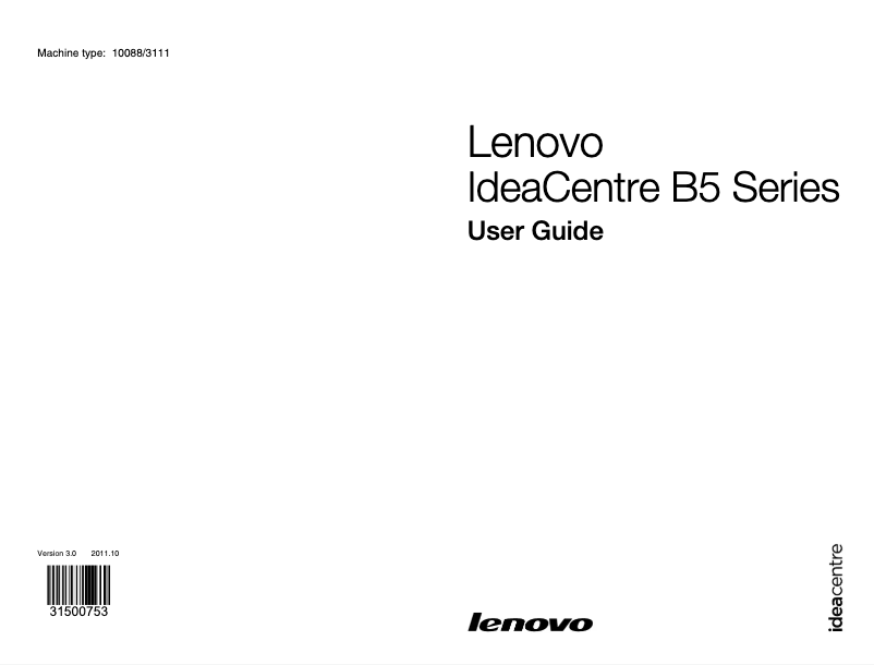 Page n°1 - Manuel utilisateur Lenovo IdeaCentre B520e