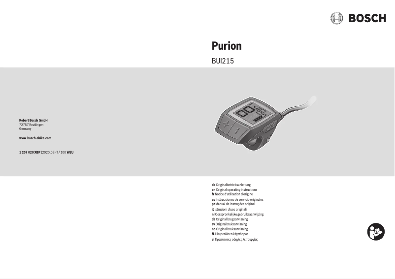 Image de la première page du manuel de l'appareil Purion BUI215