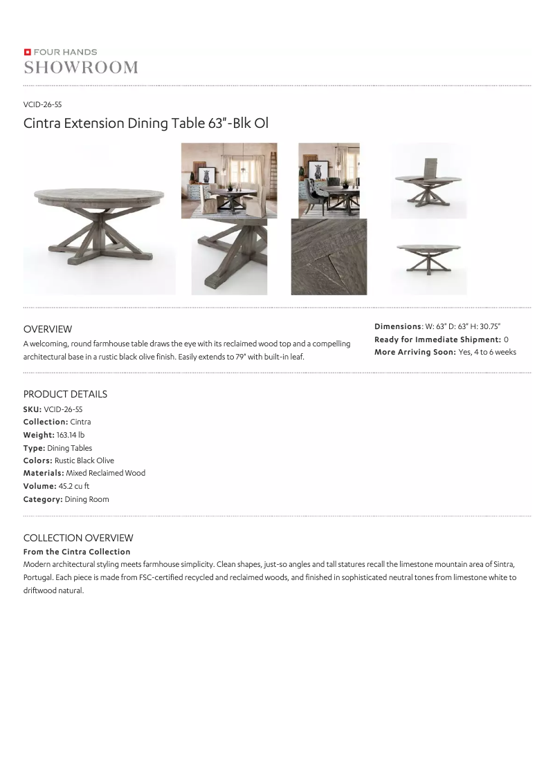 Page 1 de la notice Manuel utilisateur Four Hands Cintra VCID-26-55