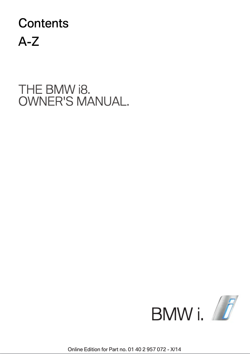 Page n°1 - Manuel utilisateur BMW i8 (2014)