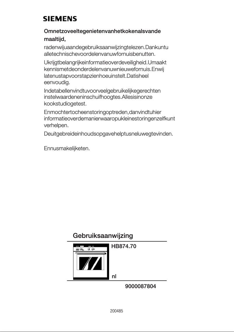 Page 1 de la notice Manuel utilisateur Siemens HB874570