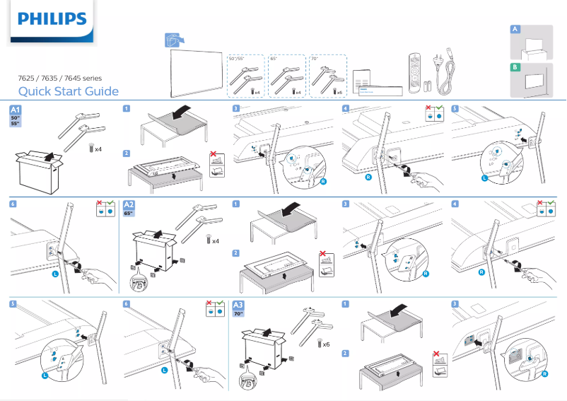 First page image of the manual for 7600 series 65PUN7635