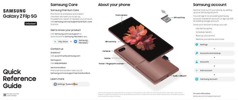 Image de la première page du manuel de l'appareil Galaxy Z Flip