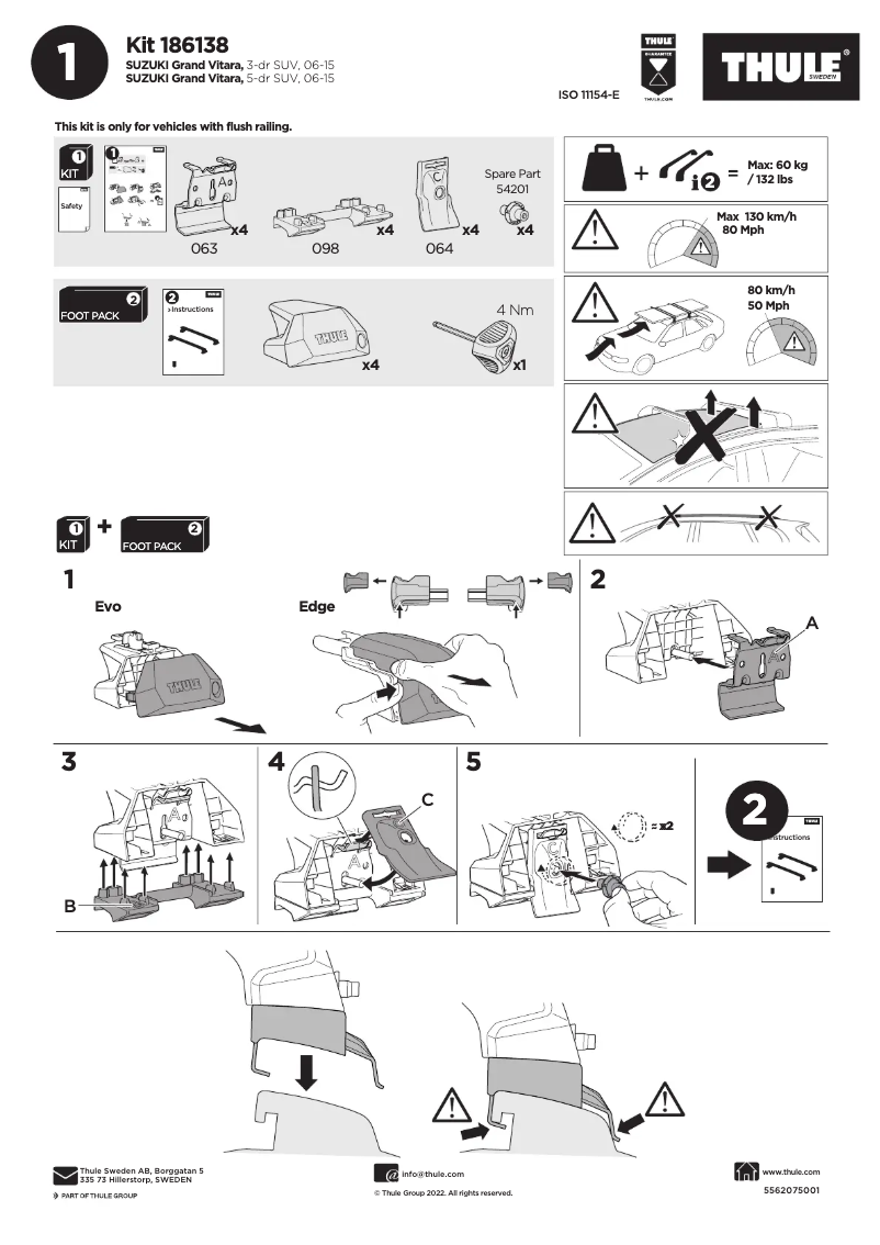 Page n°1 - Manuel utilisateur Thule Kit 186138