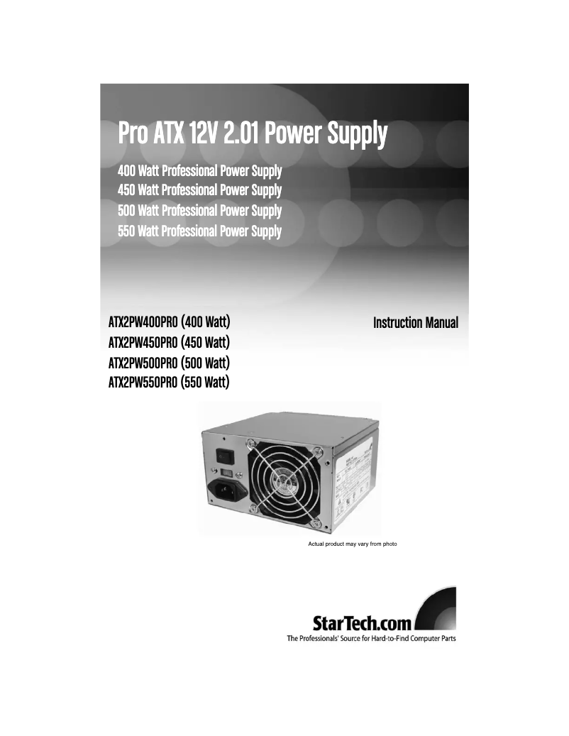 Page 1 de la notice Manuel utilisateur StarTech.com Professional ATX2PW550Pro