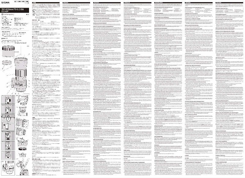 Image de la première page du manuel de l'appareil 150-600mm f5-6.3 DG OS HSM C