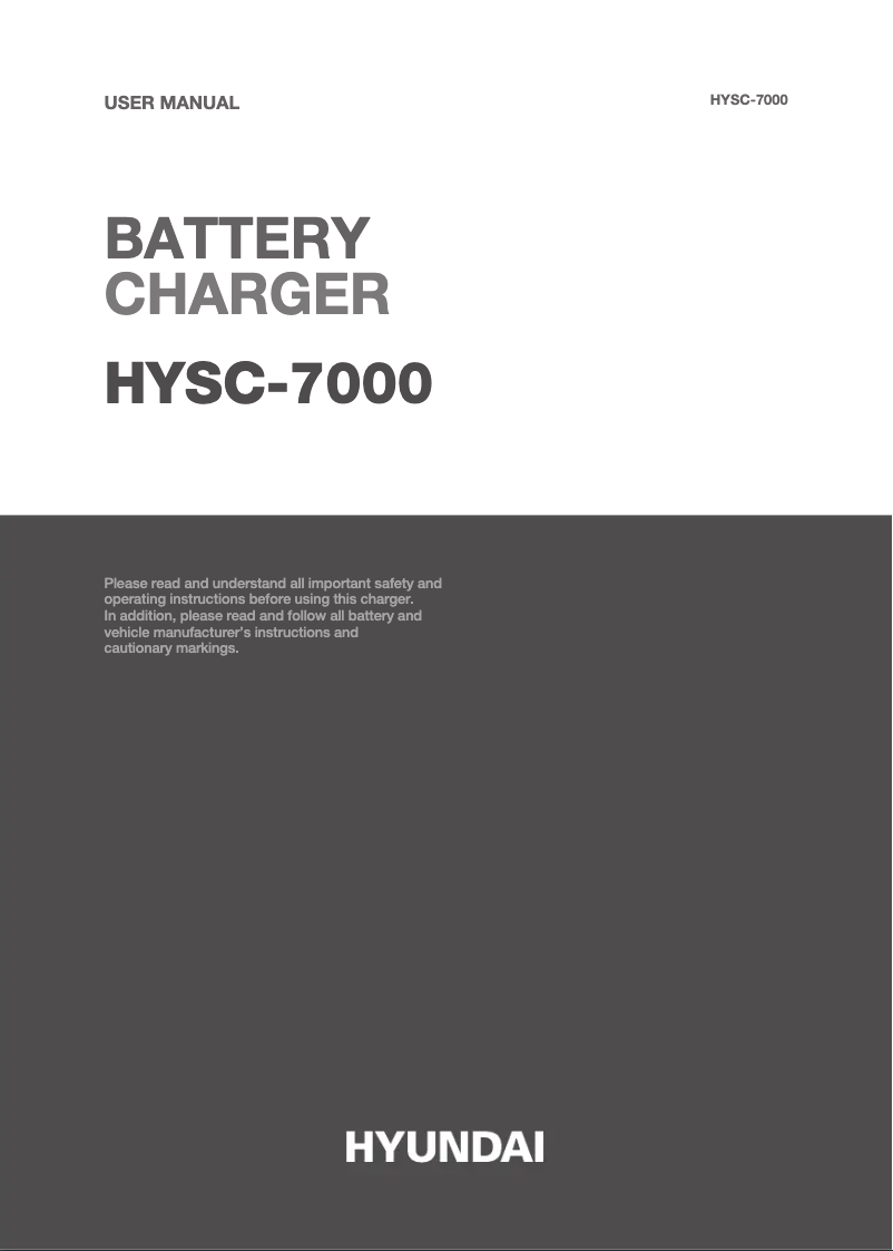 Page 1 de la notice Manuel utilisateur Hyundai HYSC-7000