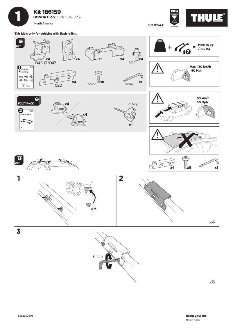 Page n°1 - Manuel utilisateur Thule Kit 186159