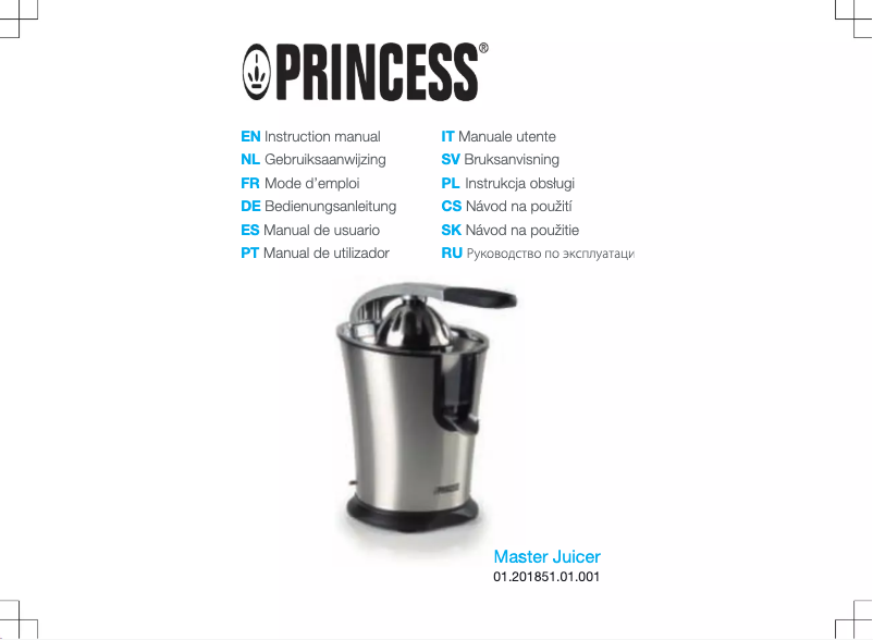 Imagen de la primera página del manual del dispositivo Master Juicer 201851