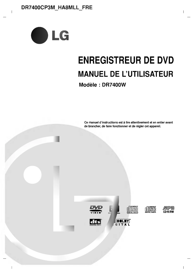 Page 1 de la notice Manuel utilisateur LG DR7400CP3M
